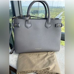 Burberry Medium Banner House Check Derby Gray Leather